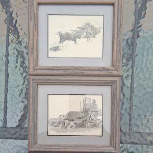 Greytak Mini-Images Rustic Double Framed Black & Gray Pencil Sketches